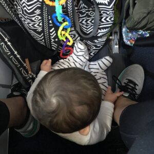An added bonus of a seat with extra legroom: You have space to put your Beefcake Baby down for a few minutes.